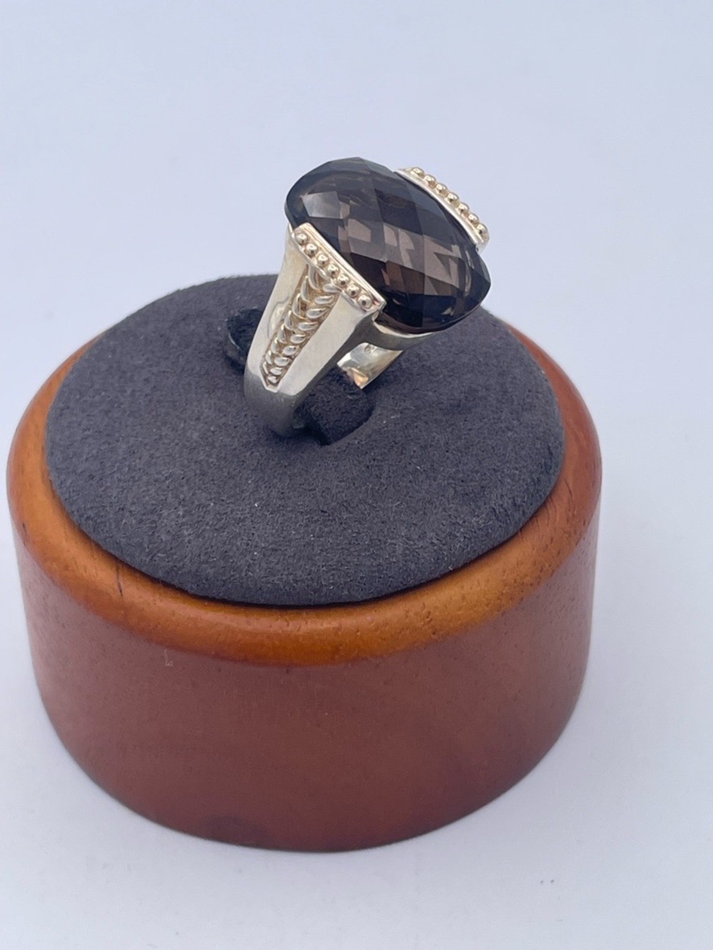 Lorenzo Jewelry Sterling Silver 925 Smoky Quartz Statement Cocktail Ring Size 8 - Picture 10 of 10